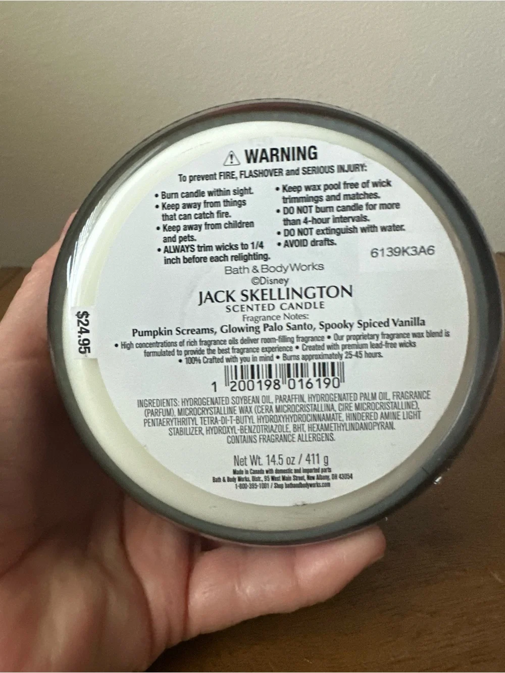 NEW Bath & Body Works Jack Skellington 3 wick candle NEW